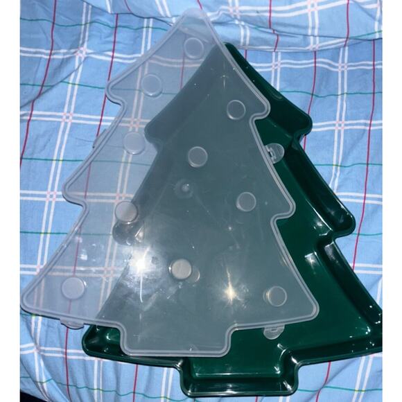 2 Christmas Tree Food Storage Container Plastic Cookie Storage Walmart NEW - Picture 9 of 11